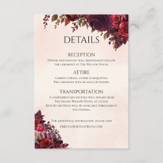 D'accompagnement Carte de détails de mariage automnal floral bordea