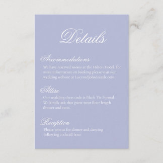 D'accompagnement Carte de détails de mariage bleu