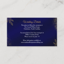 Carte de détails de mariage Bleu Nuit Or