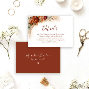 D'accompagnement Carte de détails de mariage bohème avec calligraph