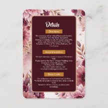 Carte de détails de mariage Boho Dreams avec fleur