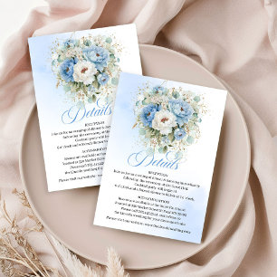 D'accompagnement Carte de détails de mariage Boho Dusty Blue Pivoin