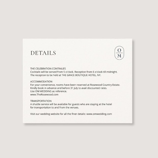 D'accompagnement Carte de détails de mariage chic et minimaliste av (Créateur téléchargé)