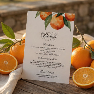 D'accompagnement Carte de détails de mariage Citrus Orange Médite