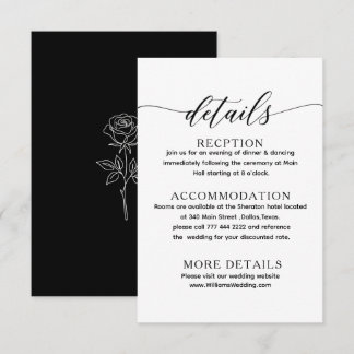 D'accompagnement carte de détails de mariage classique noir et blan