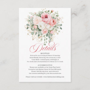 D'accompagnement Carte de détails de mariage élégante roses fuchsia