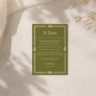 D'accompagnement Carte de détails de mariage élégante vert olive to