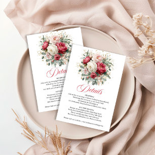 D'accompagnement Carte de détails de mariage floral bordeaux botani
