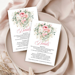 D'accompagnement Carte de détails de mariage Floral Rose Pâle et Or