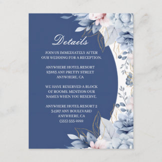 D'accompagnement Carte de détails de mariage florale bleu poussiére