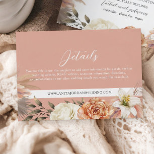 D'accompagnement Carte de détails de mariage florale pêche et viole