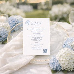 D'accompagnement Carte de détails de mariage Hydrangea Bleu Françai