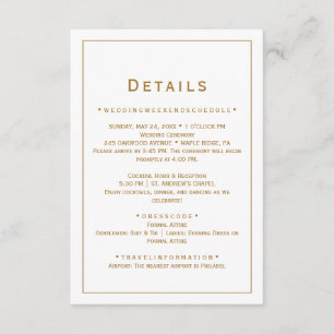 D'accompagnement Carte de détails de mariage minimaliste en or