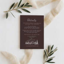 Carte de détails de mariage montagne Navy Espresso