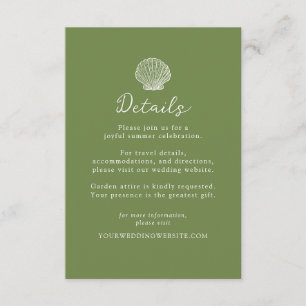 D'accompagnement Carte de détails de mariage Olive Green Seashell