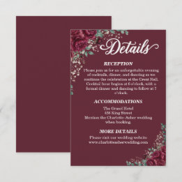 D'accompagnement Carte de détails de mariage Rose de Bourgogne Euca