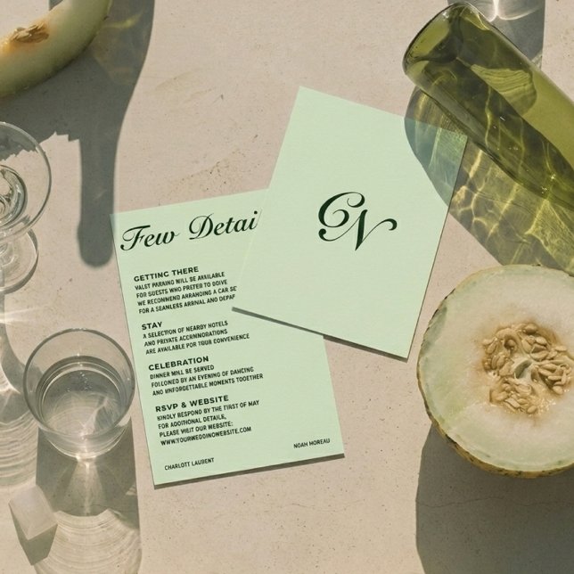 D'accompagnement Carte de détails de mariage verte crème douce et é (Créateur téléchargé)
