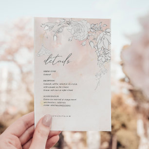 D'accompagnement Carte de détails de réception florale rose moderne