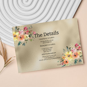 D'accompagnement Carte de détails de thème floral orange rose or lu