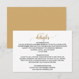 D'accompagnement Carte de détails du Mariage de calligraphie or sim