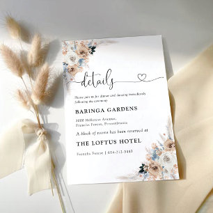 D'accompagnement Carte de détails du Mariage Floral Ivory And Blue 