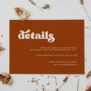 D'accompagnement Carte de détails du mariage orange brûlé rétro élé
