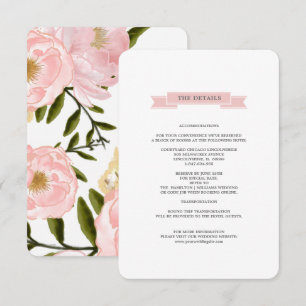 D'accompagnement Carte de détails du Mariage pour les pivoines rose