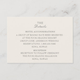 D'accompagnement Carte de détails Mariage Ecru