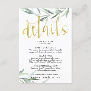 D'accompagnement Carte de détails Mariage Eucalyptus Gold