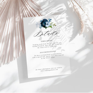 D'accompagnement carte de détails mariage marine et bleu clair