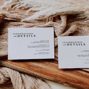 D'accompagnement Carte de détails minimaliste moderne pour Mariage