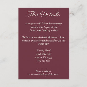 D'accompagnement Carte de détails Minimalst Script Purple Plum