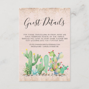 D'accompagnement Carte de détails pour invité de mariage Glam Cactu