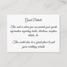 Carte de détails pour invités