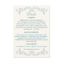 Carte de détails pour invités de mariage en bleu p