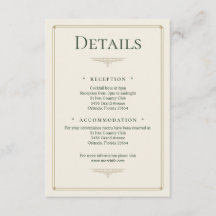 Carte de détails Vert forêt et Or Old Money