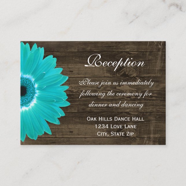 D'accompagnement Carte de direction de mariage Gerber Daisy turquoi (Devant)