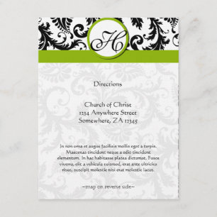 D'accompagnement Carte de direction Mariage Monogram Black Damask S