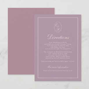 D'accompagnement Carte de directions de mariage élégante mauve et p