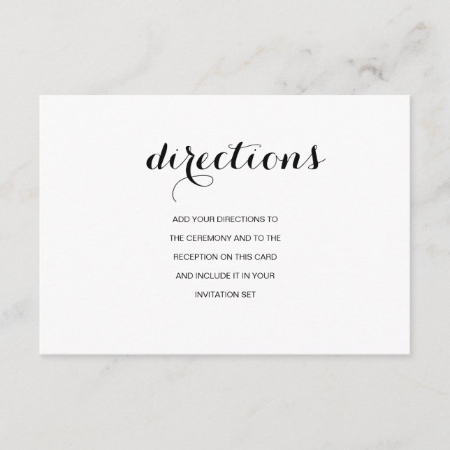 D'accompagnement Carte de directions de mariage simple élégante mod (Devant)