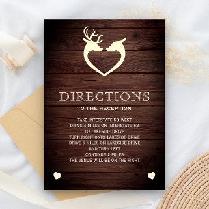 D'accompagnement Carte de directions Élégante Cerf Bois Rustique