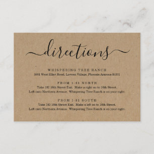 D'accompagnement Carte de directions en papier kraft simple