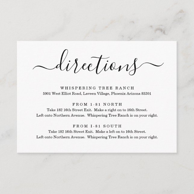 D'accompagnement Carte de directions - Simple (Devant)