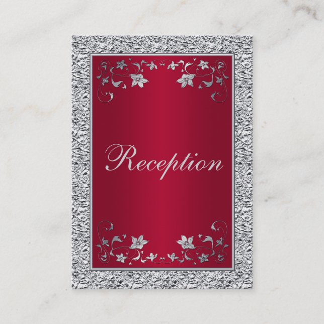 D'accompagnement Carte de fermeture florale Foil Red, Silver FAUX (Devant)