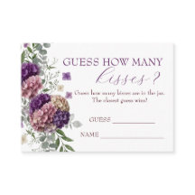 Carte de jeu Purple Floral Guess How Many Kisses