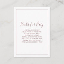 Carte de livres en or rose minimaliste pour bébé