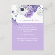Carte de logement pour Mariage Floral violet