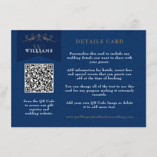 D'accompagnement Carte de Mariage de code QR bleu vintage Insertion