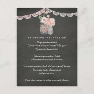 D'accompagnement Carte de mariage intérieure Chic Mason Jar & Ardoi