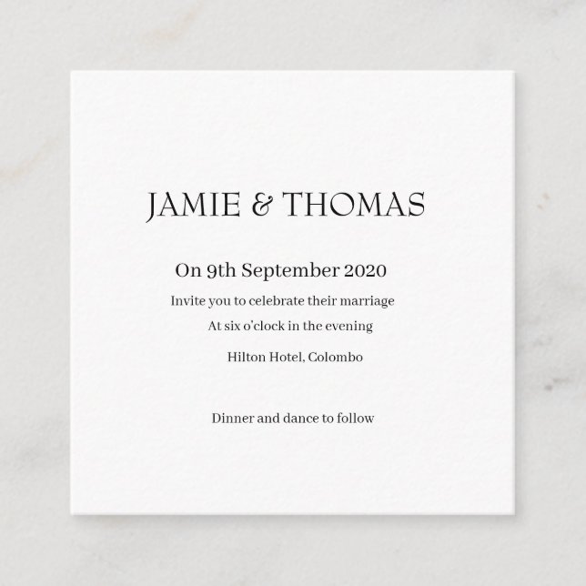 D'accompagnement Carte de mariage simple (Devant)